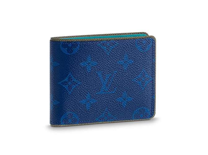 Slender mens wallet Louis Vuitton Blue Leather ref.57708 Joli Closet