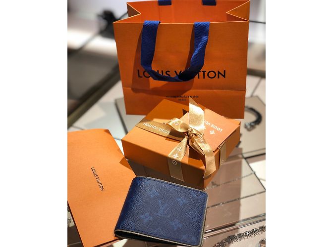 Slender mens wallet Louis Vuitton Blue - view 5