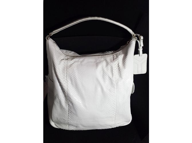 Yves Saint Laurent Multy Handtasche aus Python Weiß - Ansicht 3