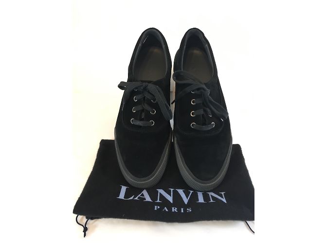 Baskets Lanvin en daim noir - vue 9