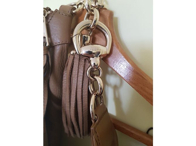 Borsa Gucci in pelle di cervo color caramello - vista 3