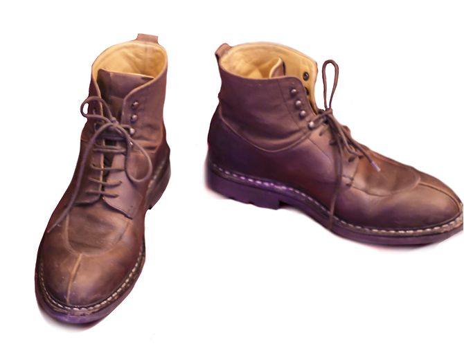 Heschung Ginkgo leather and canvas boots brown - view 2