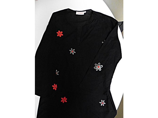 Autre Marque Muriel Brandolini Djellaba Túnica Larga de Algodón Negro M - vista 3