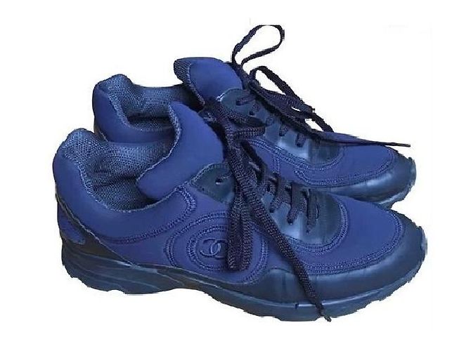 Sneakers Chanel Blu Neoprene - vista 2