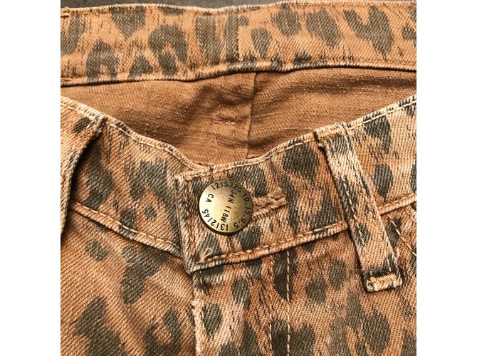 Vaqueros Current Elliott Slim Fit Estampado Leopardo Cognac Coñac - vista 3