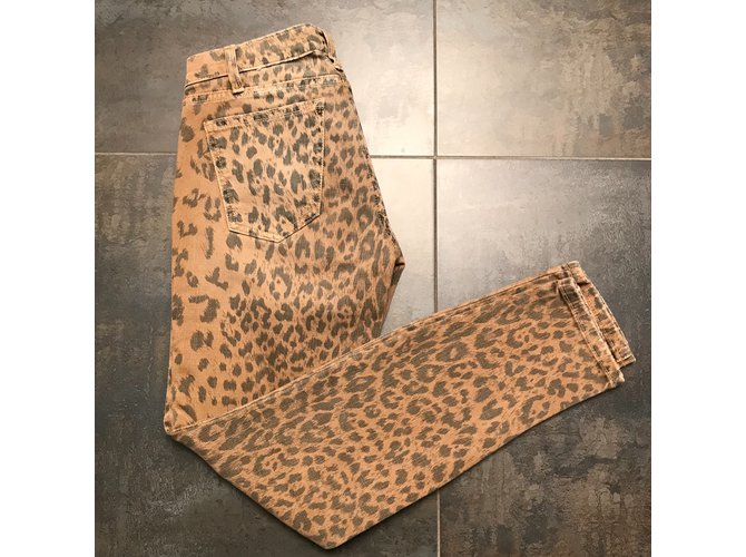 Vaqueros Current Elliott Slim Fit Estampado Leopardo Cognac Coñac - vista 4
