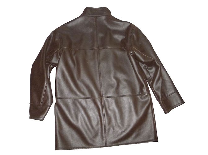 Balmain Herren Mantel Braun Imitiertes Schafsleder Größe 50 - Ansicht 2