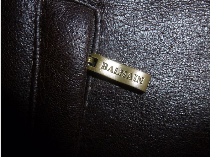 Balmain Herren Mantel Braun Imitiertes Schafsleder Größe 50 - Ansicht 5