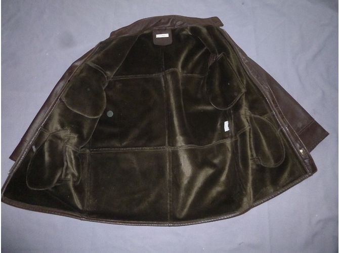 Balmain Herren Mantel Braun Imitiertes Schafsleder Größe 50 - Ansicht 7