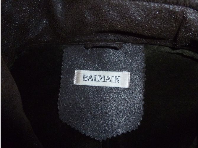 Balmain Herren Mantel Braun Imitiertes Schafsleder Größe 50 - Ansicht 8