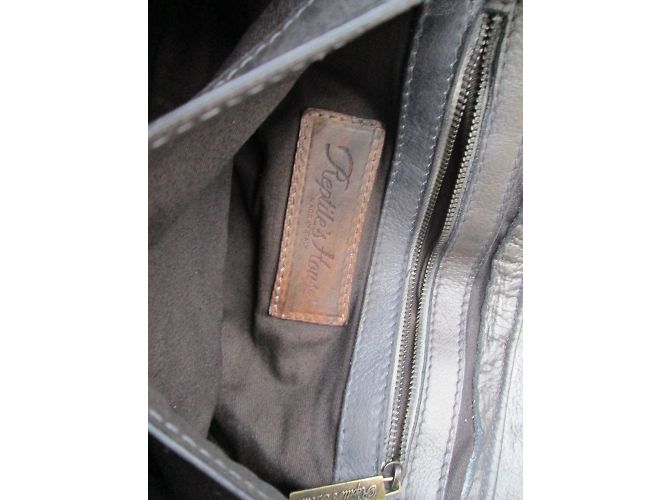 Autre Marque Clutch Reptile's Housse Lucy in pelle di vitello grigio - vista 8