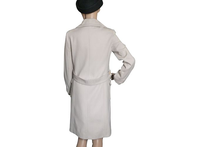 Comptoir Des Cotonniers Abrigo de gabardina de lana beige - vista 2