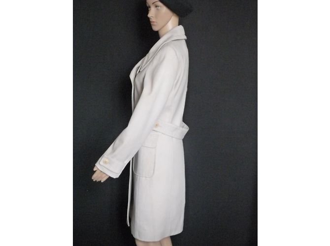 Comptoir Des Cotonniers Abrigo de gabardina de lana beige - vista 3