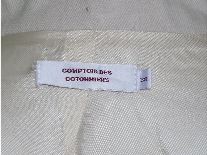 Comptoir Des Cotonniers Abrigo de gabardina de lana beige - vista 7