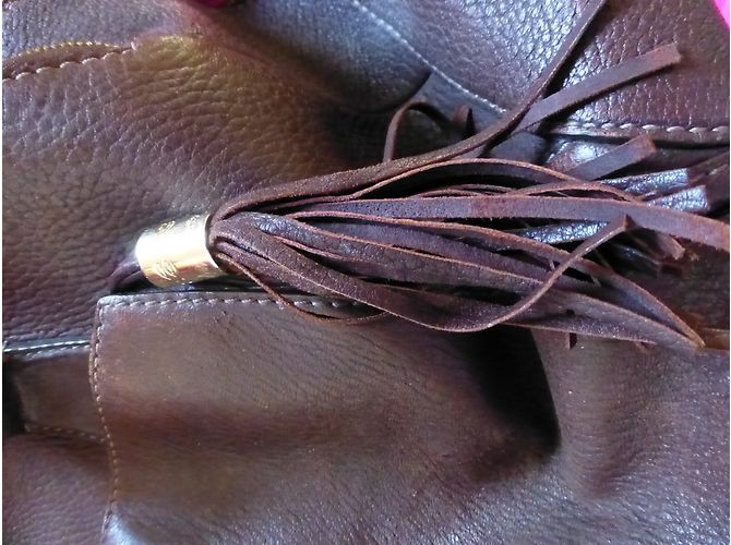 Borsa a mano Lancel Mademoiselle Adjani in pelle marrone - vista 7