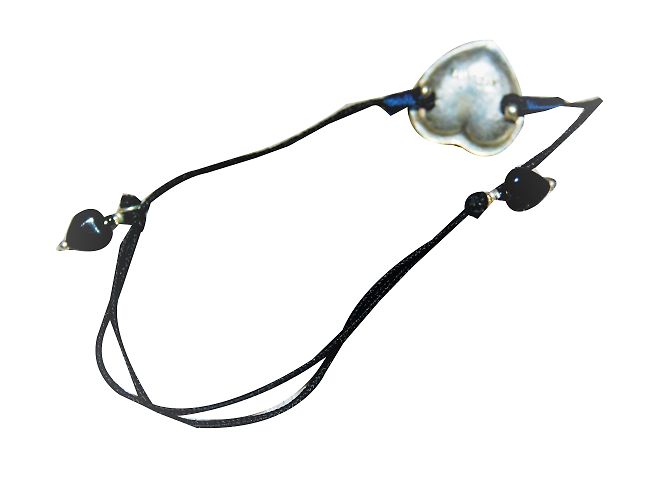 Bracciale Satellite con Cordino Blu Navy e Argento Cuore - vista 2
