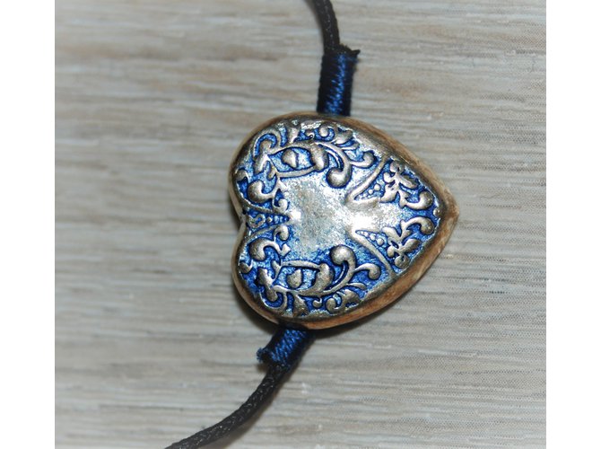 Bracciale Satellite con Cordino Blu Navy e Argento Cuore - vista 3