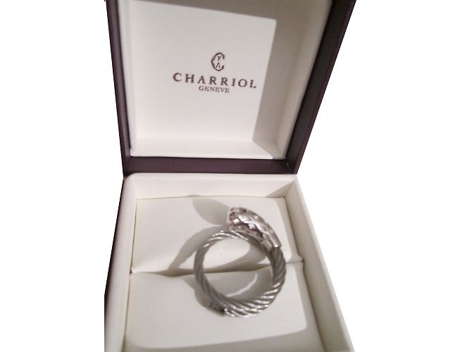 Autre Marque Anello Charriol con Cavi in Acciaio Ritorti e Argento - vista 2