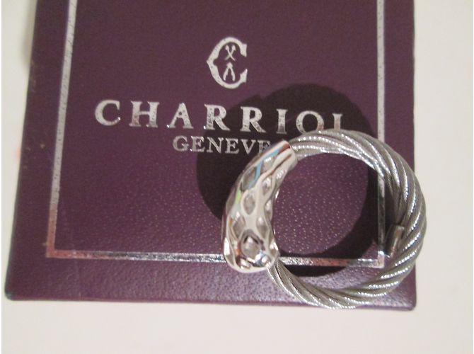 Autre Marque Anello Charriol con Cavi in Acciaio Ritorti e Argento - vista 3