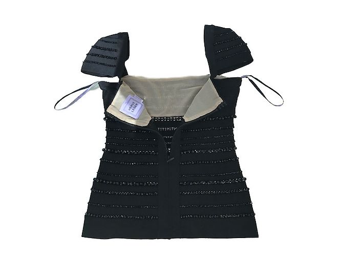 Top nero Herve Leger con inserti Swarovski XS - vista 2