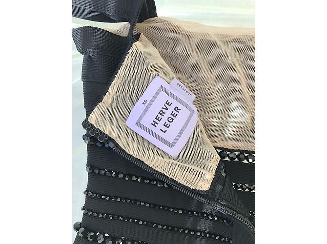 Top nero Herve Leger con inserti Swarovski XS - vista 3
