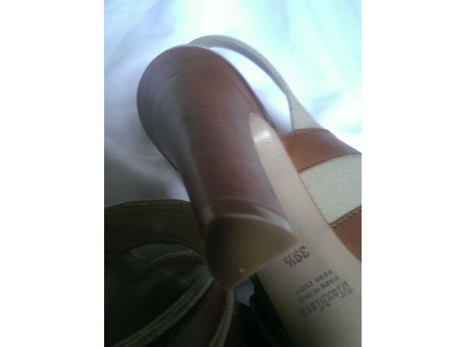 Sandali Max Mara in Pelle e Tessuto Marrone Beige - vista 6