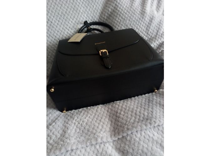 Bolsa de alforje em couro grande assinada da Burberry em preto - vista 13