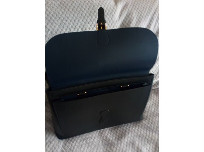 Bolsa de alforje em couro grande assinada da Burberry em preto - vista 15