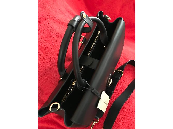 Bolsa de alforje em couro grande assinada da Burberry em preto - vista 23