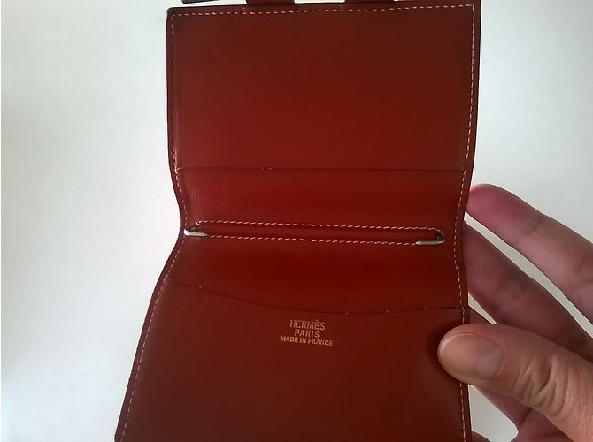 Portada de agenda Hermès en cuero naranja con pluma de plata - vista 3