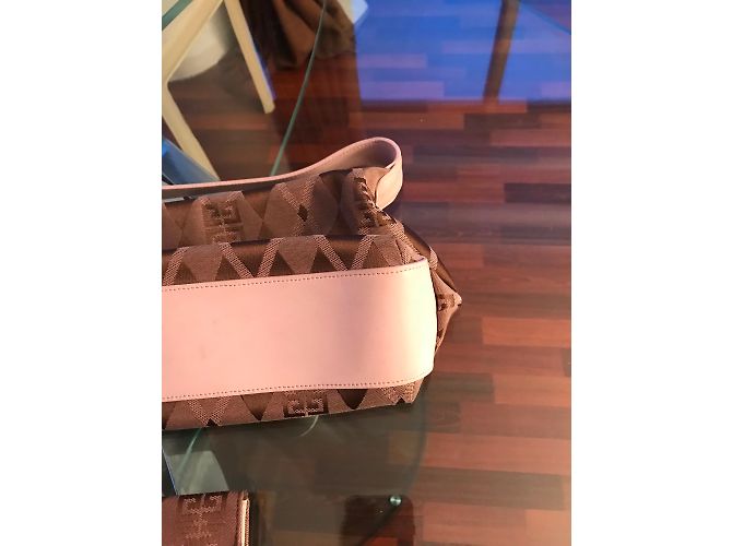 Givenchy Borsa a tracolla Givencia Monogram in tela e portafoglio marrone rosa - vista 7