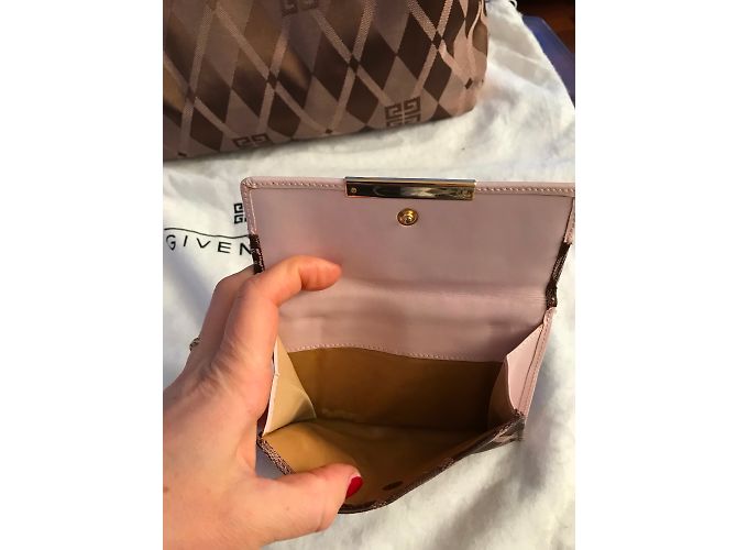 Givenchy Borsa a tracolla Givencia Monogram in tela e portafoglio marrone rosa - vista 9