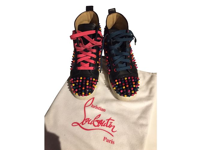Sneakers Christian Louboutin in pelle nera multicolore - vista 2