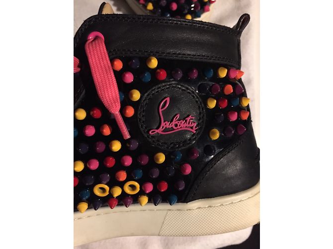 Sneakers Christian Louboutin in pelle nera multicolore - vista 3