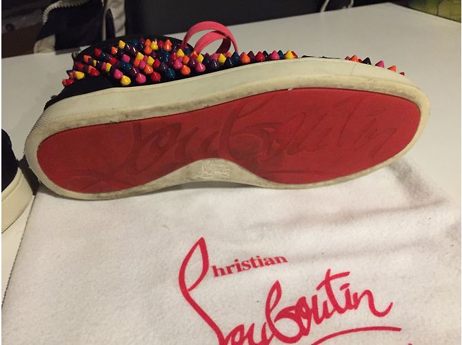 Sneakers Christian Louboutin in pelle nera multicolore - vista 4