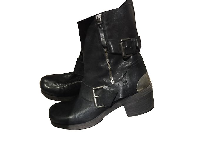 Botas Biker Vic Matié de cuero negro 39 - vista 2