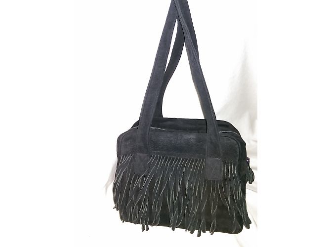 Autre Marque Borsa Sepcoeur in scamosciato nero con frange - vista 2