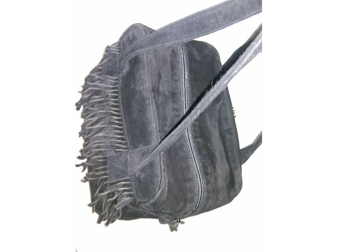 Autre Marque Borsa Sepcoeur in scamosciato nero con frange - vista 5