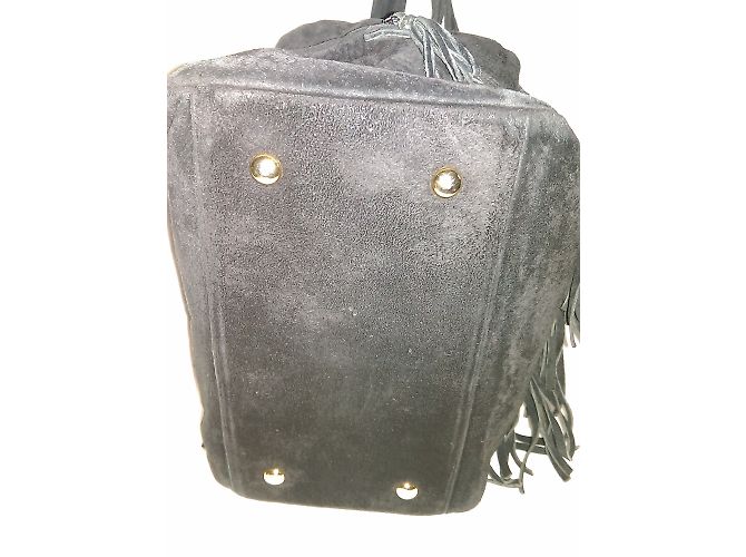 Autre Marque Borsa Sepcoeur in scamosciato nero con frange - vista 6
