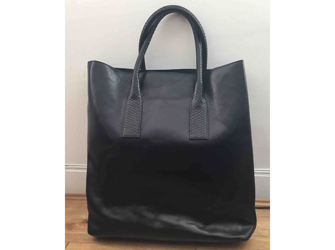 Sac à main Céline en cuir et python noir - vue 2