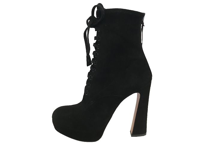 Stivaletti stringati Miu Miu in suede nero - vista 2
