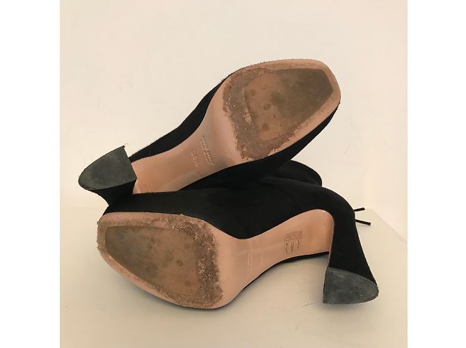 Stivaletti stringati Miu Miu in suede nero - vista 4