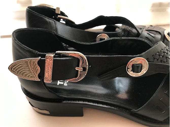 Toga Pulla Leder Sandalen Crossover Schwarz - Ansicht 3