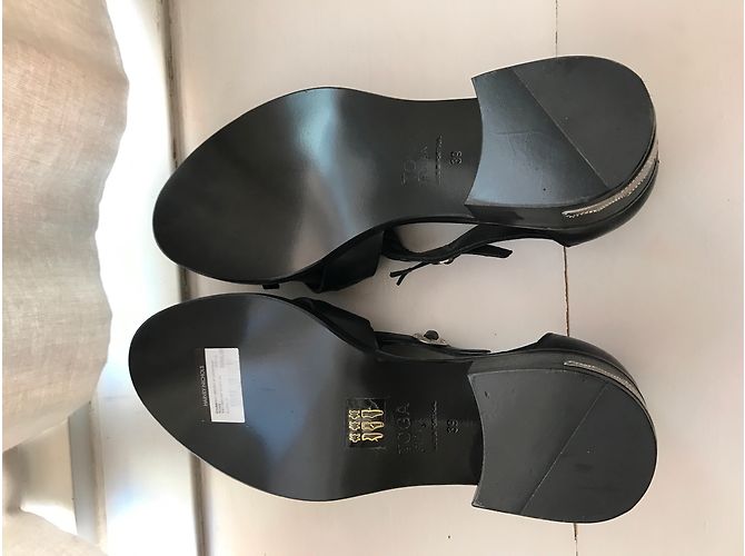 Toga Pulla Leder Sandalen Crossover Schwarz - Ansicht 5