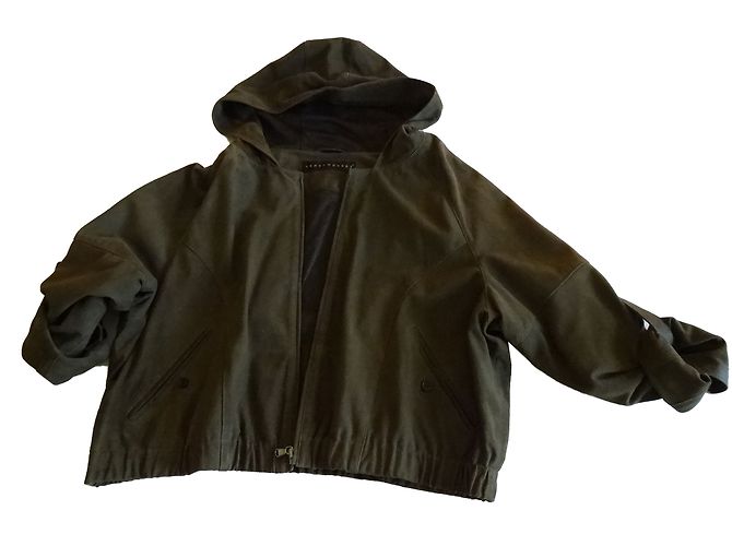 Chaqueta Ventcouvert de ante caqui con capucha - vista 2