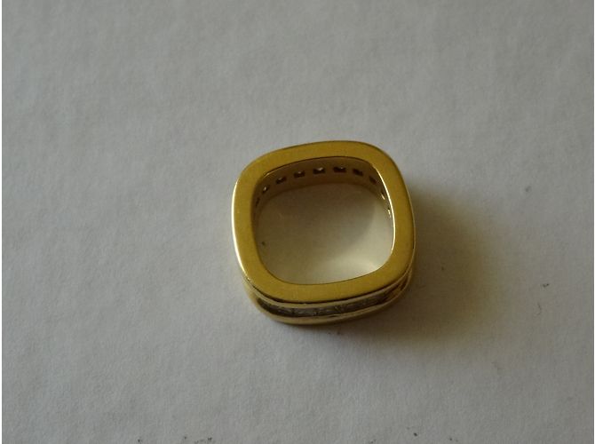 Autre Marque Gelbgold Ring mit Prinzessenschliff Diamanten Weiß - Ansicht 2