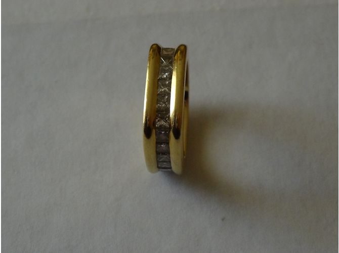 Autre Marque Gelbgold Ring mit Prinzessenschliff Diamanten Weiß - Ansicht 3