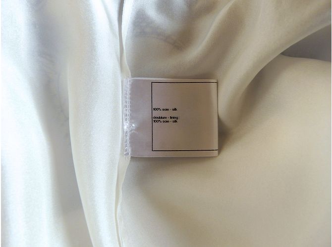 Chanel Falda de gasa de seda con estampado Camelia Blanco Azul - vista 7