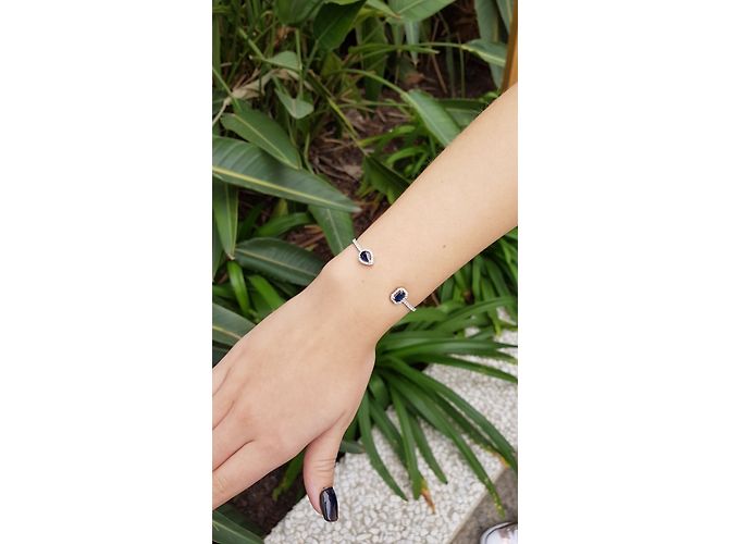 Autre Marque Bracciale in oro bianco con diamanti zaffiri e smeraldi Argento - vista 3