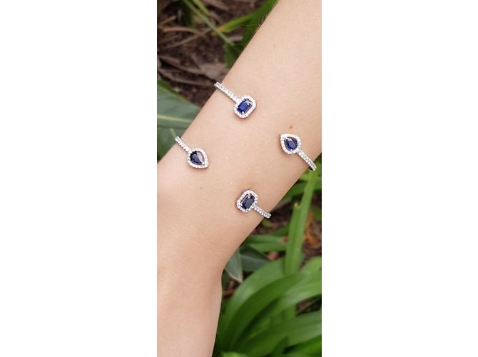 Autre Marque Bracciale in oro bianco con diamanti zaffiri e smeraldi Argento - vista 4